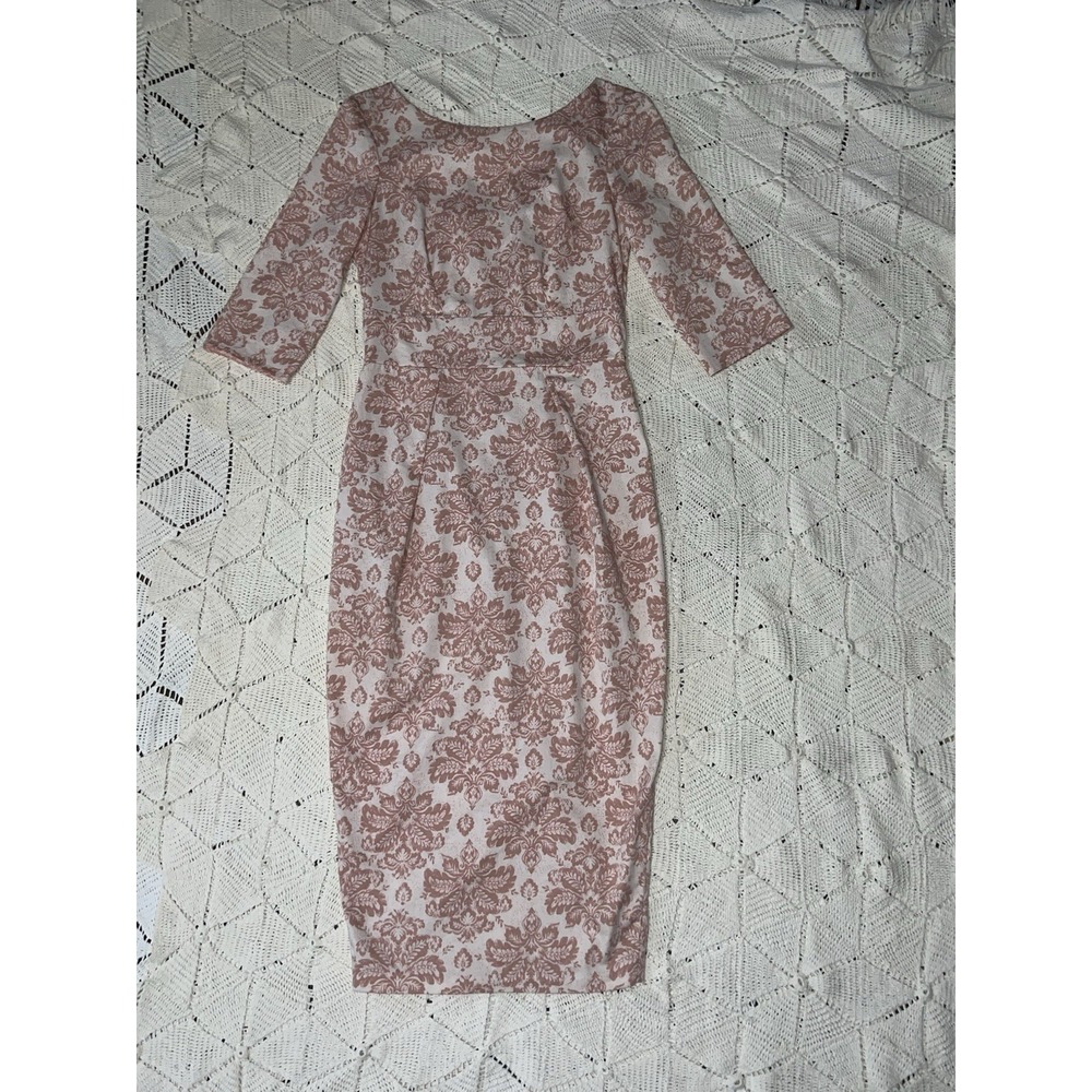 Closet London Dusty Rose Brocade Style Fitted Midi Dress – Size US 6 / UK 10 - Picture 13 of 13